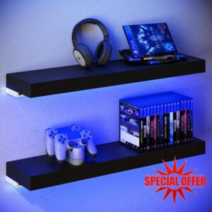 BAMEOS Floating Shelves with LED for Wall