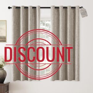 ChrisDowa Linen Blackout Curtains 63 Inch Length 100% Blackout Curtain | 52W x 63L