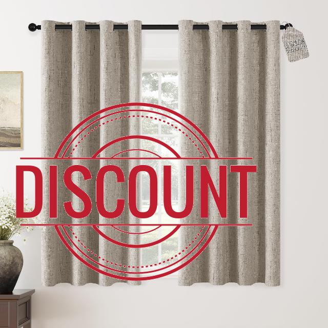 ChrisDowa Linen Blackout Curtains 63 Inch Length 100% Blackout Curtain | 52W x 63L