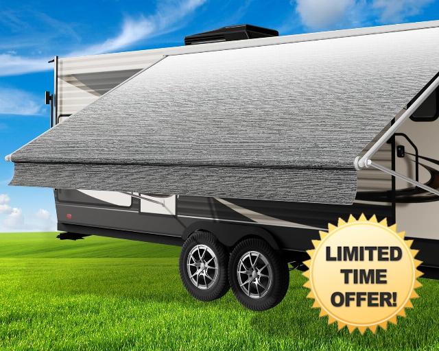 RV Awning Fabric Replacement 19.5oz Heavy-Duty Vinyl 10FT(Fabric9'2) Camper Awning Fabric