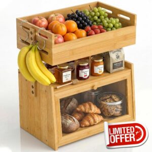 Bamboo Bread Box with Fruit Basket