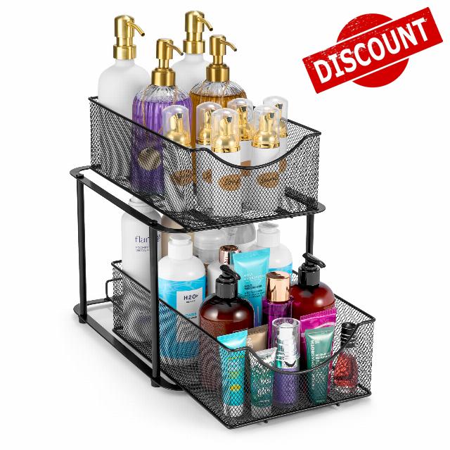 Sorbus 2 Tier Metal Under Sink Organizer for Bathroom