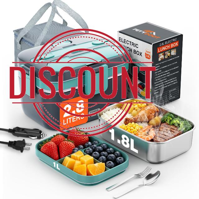 2.8L Electric Heated Lunch Box - 100W Portable Food Warmer for Adults