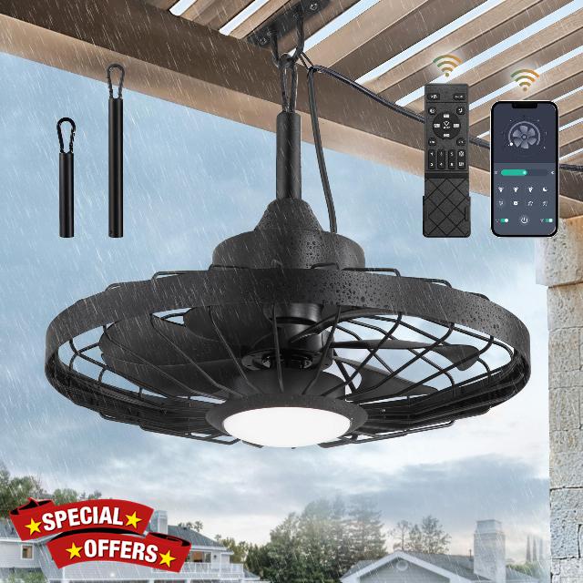 LEDIARY 20" Outdoor Ceiling Fan with Lights