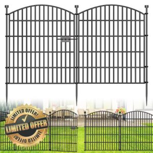 15 Panels Decorative Garden Fence with Gate - 32 in (H) x 35.4 ft (L) No Dig Dog Fence Outdoor for Yard
