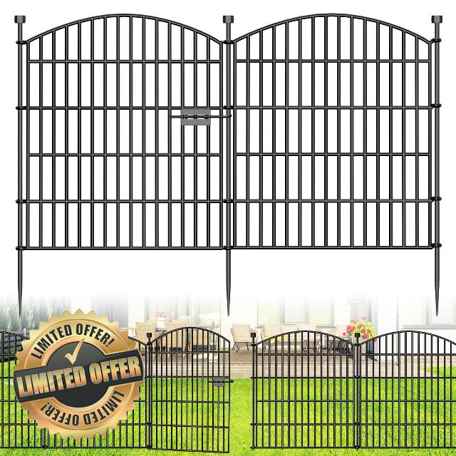 15 Panels Decorative Garden Fence with Gate - 32 in (H) x 35.4 ft (L) No Dig Dog Fence Outdoor for Yard