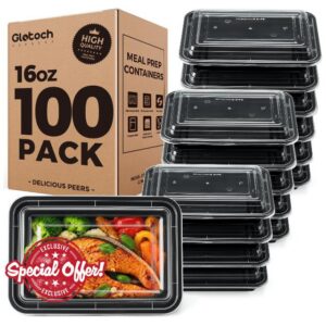 100 Pack (200-Piece) 16oz Meal Prep Containers with Lids Reusable Food Containers Leakproof & Microwave