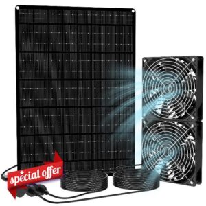 Solar Powered Fan – Dual High-Speed Exhaust & Intake Ventilation Fan for Dog House