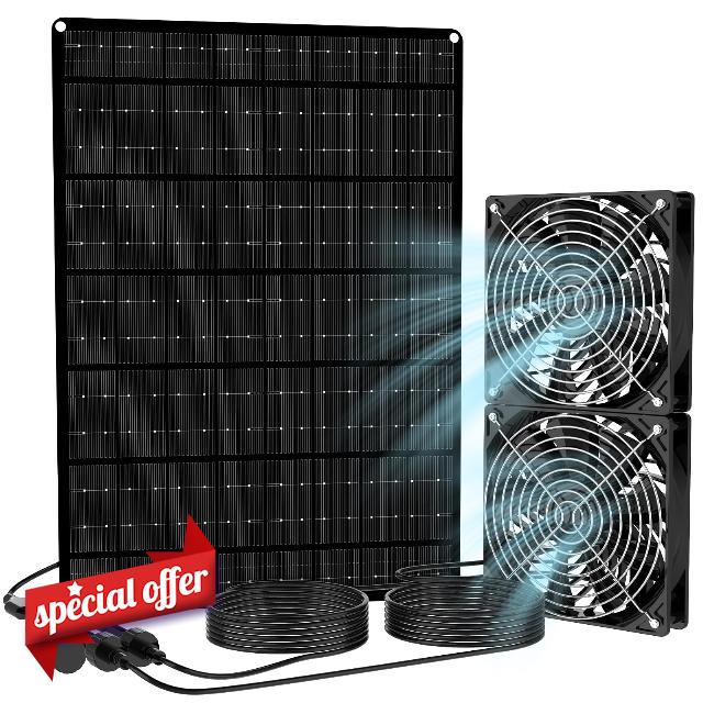 Solar Powered Fan – Dual High-Speed Exhaust & Intake Ventilation Fan for Dog House