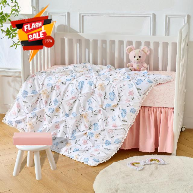 4-Piece Crib Bedding Set — Soft Breathable Comforter