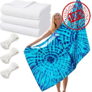 Peryiter 3 Pcs 71x32 White Microfiber Beach Towel for Tie Dye Sand Free Quick Dry Absorbent Lightweight Compact Towels for DIY Sublimation Swimming Pool Camping Beach Accessories Fitness Yoga