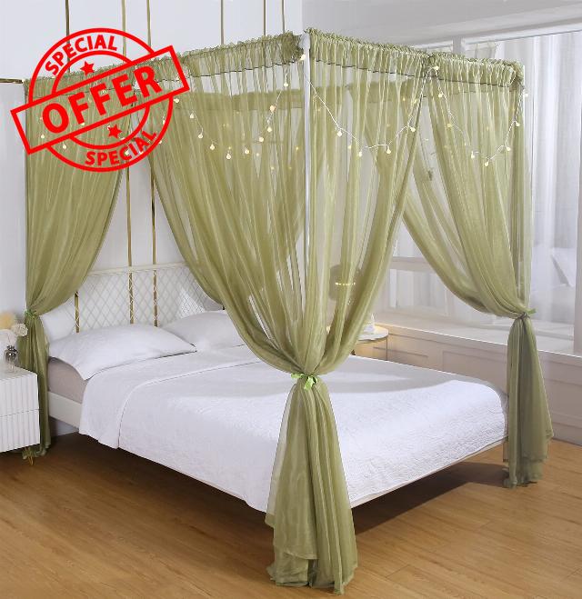 Akiky Canopy for Girls Room Bed Curtains Sheer Curtain for Twin Full Queen Size Bed Drapes