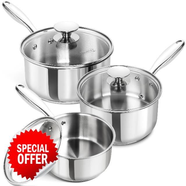 MICHELANGELO Stainless Steel Sauce Pan Set - 1