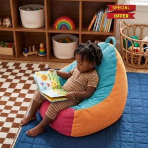 Foam Sensory Bean Bag Chair for Kids with Removable Cover
