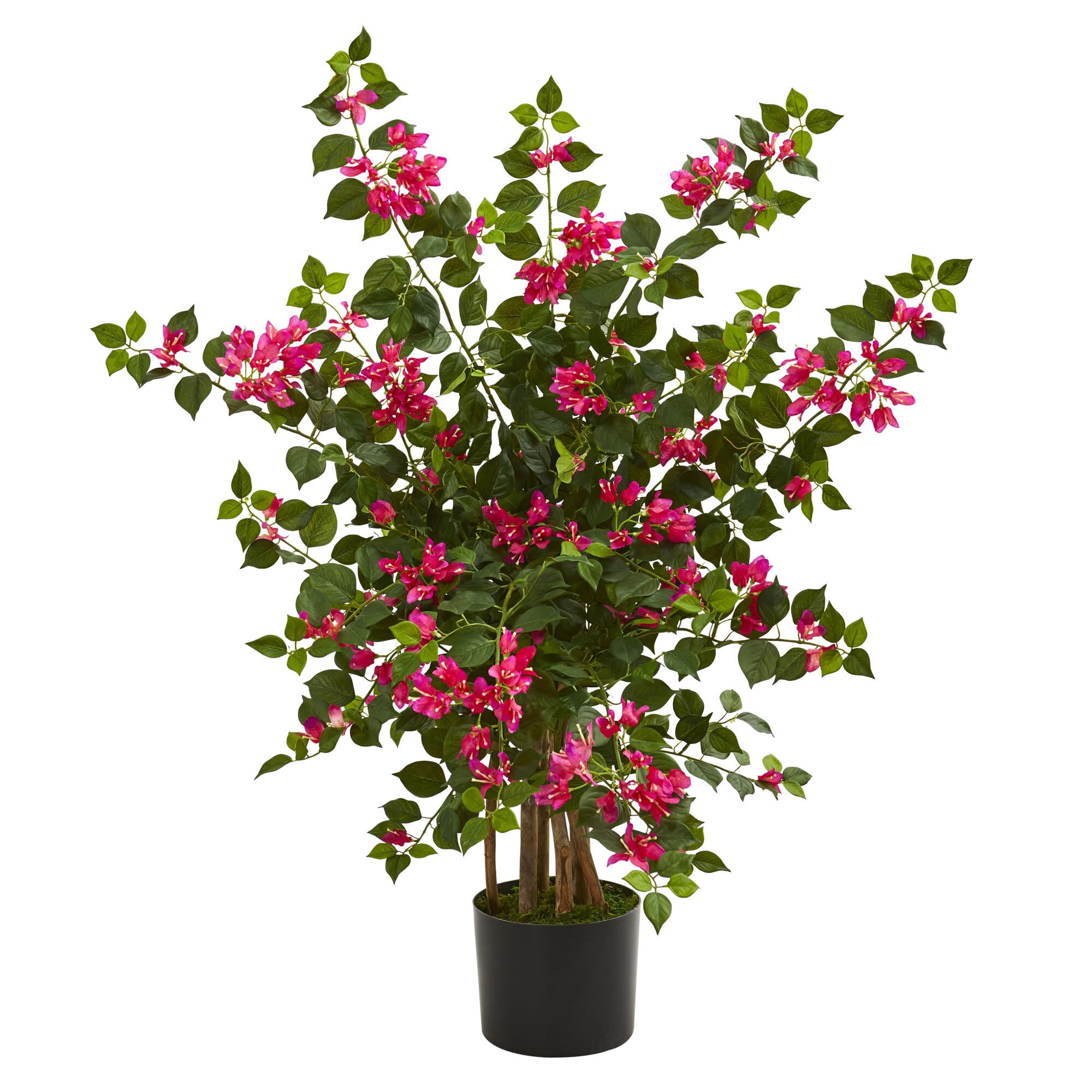 Nearly Natural 42in Artificial Bougainvillea Tree with Pink Blooms and Green Foliage - Faux Indoor Plant for Home Office Living Room Bedroom Deco