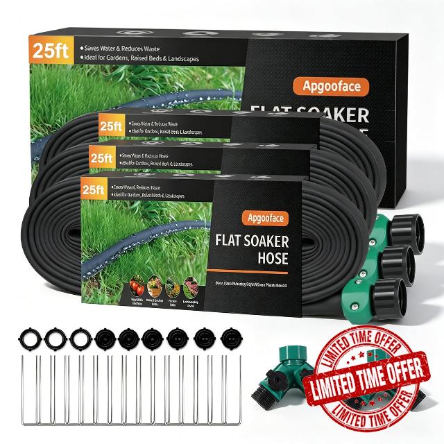 Flat Soaker Hose 25 ft 3-Pack with Splitter