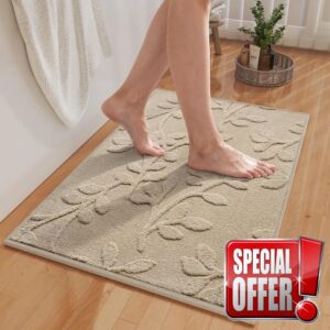 Bathroom Rugs Thin Non Slip Bath Mat for Bathroom Browm 24"x36" | Quick Dry Absorbent Washable Rubber Backing Bath Rug Shower Mat Bathroom Floor Mat For Sink Bathtub Beside Shower Entrance