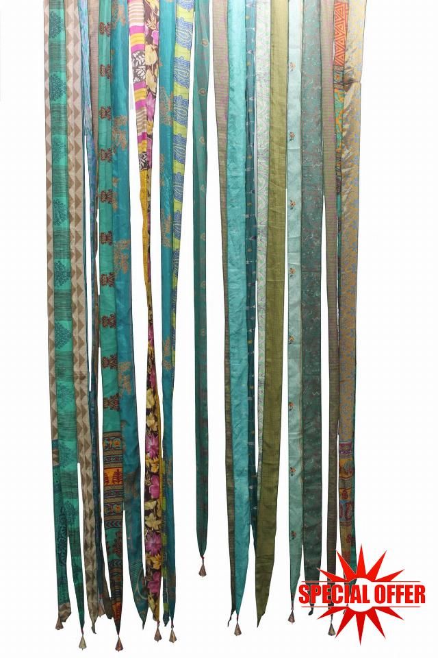 Mango Gifts Old Silk Sari Ribbon Doorway Curtain Rod Pocket