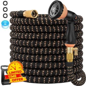 50 ft Expandable Garden Hose - 2026 Latest Leak-Free Water Hose with 10-Pattern Nozzle