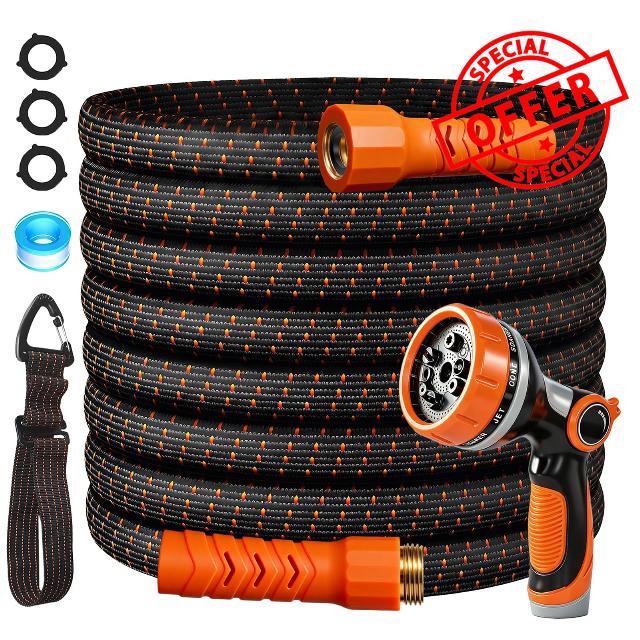 50FT Flexible Garden Hose & 10Modes Nozzle