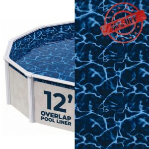 Blue Wave Evening Bay 12-ft Round Overlap Pool Liner for Above-Ground Steel Wall Pools – Weather-Resistant Standard-Gauge Vinyl with Welded Seams for 48/54-In Depth Walls - Dark Blue