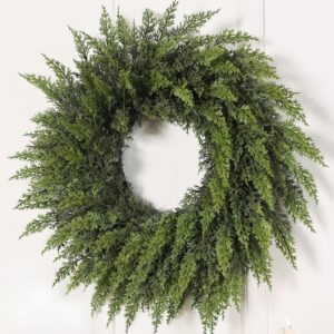 24" Soft Textured Artificial Cedar Wreath - Faux Christmas Wreaths for Front Door