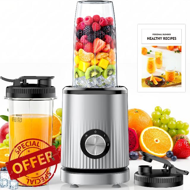 Turelar Smoothie Blender Personal Blender for Shakes and Smoothies with 2 * 24oz To-Go Cups