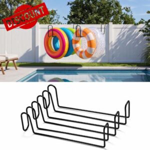 Hicarer 3 Pack Pool Float Storage Holder 16 Inch Wall Mount Pool Float Organizer Heavy Duty Hanger Rack No Drill Fence Hooks for Swimming Rings Towels Tools Outdoor Backyard Storage