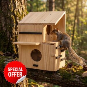 Large Wooden Squirrel House with Full-Open Front Panel