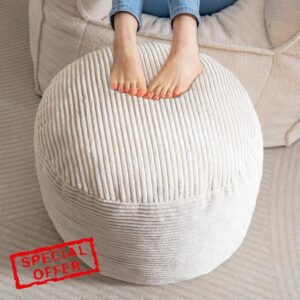 HIGOGOGO Round Stuffed Pouf Ottoman