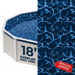 Blue Wave Evening Bay 18-ft Round Overlap Pool Liner for Above-Ground Steel Wall Pools – Weather-Resistant Standard-Gauge Vinyl with Welded Seams for 48/54-In Depth Walls - Dark Blue