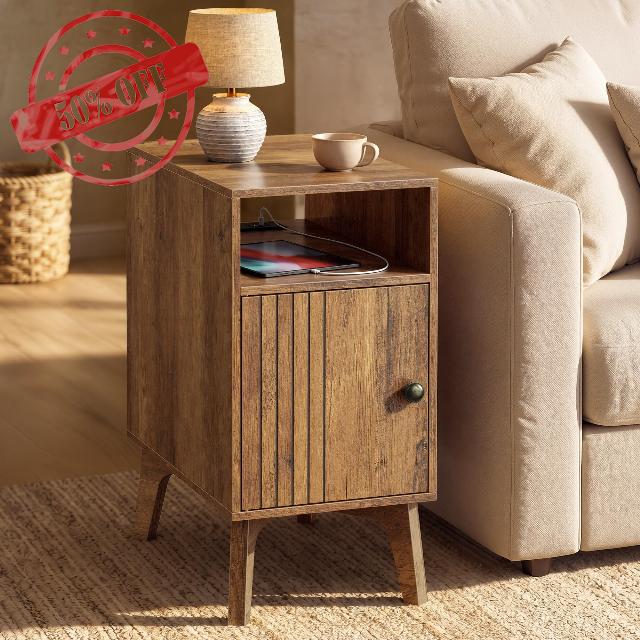 VASAGLE MAEZO Collection - End Table with Charging Station