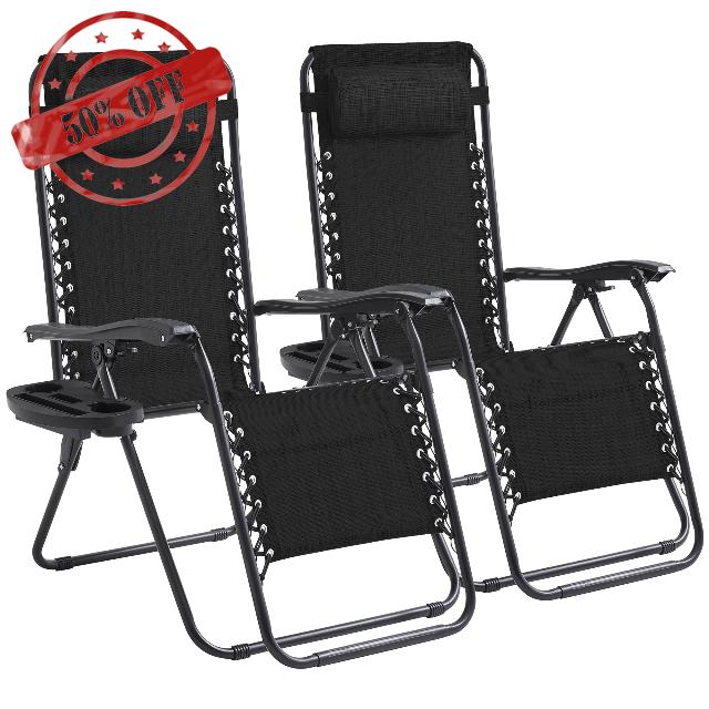Zero Gravity Chair Set of 2 Oversized Folding Recliner