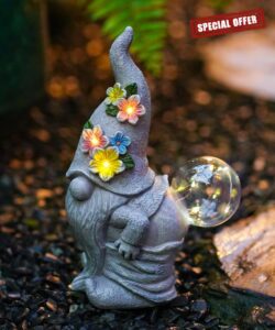 Solar Funny Garden Gnome Statue: Outdoor Lights Decorations | Waterproof Resin Sculpture