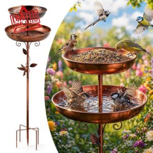 2-in-1 Tall Bird Bath and Feeder for Outdoors
