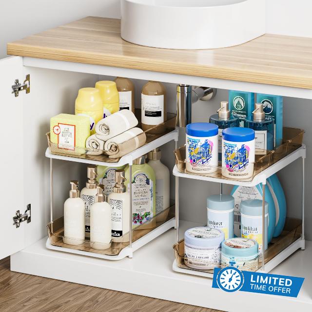 Delamu 2-Tier Multi-Purpose Bathroom Under Sink Organizers and Storage