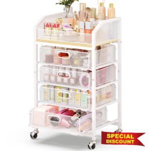 Goovilla Rolling Makeup Organizer Cart with Drawers