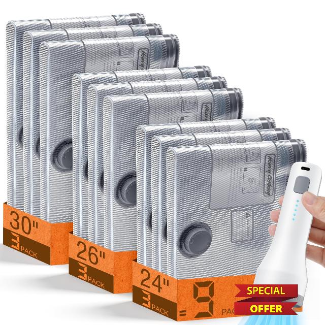 Vacuum Storage Bags for Travel with Cordless Pump