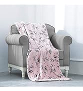 Juicy Couture - Throw Blanket | Heart Printed Pink | Plush and Cozy | Decorative Blankets for Sof...