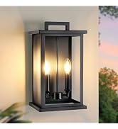 ZSMAIKU Modern Exterior Lighting Fixtures, Black Outdoor Wall Light Fixtures, 14 in Up and Down F...
