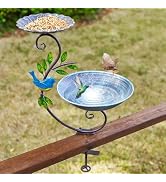 CaliDecor Metal Bird Bath for Outdoors, 29”H Vintage Birdbaths for Outside, Bird Feeder Bowl Heav...