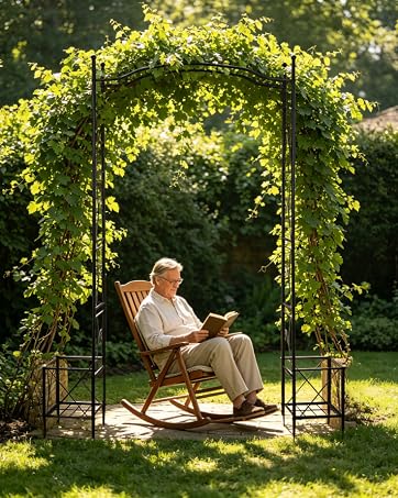 Metal Garden Arbors 8Ft Thickened Arch Trellis for Climbing Plants | Outdoor Arbor Rustproof Meta...