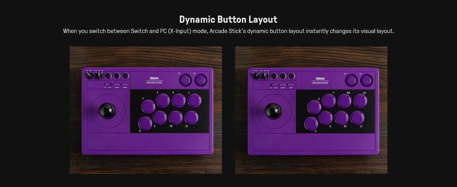 8BitDo Arcade Stick – Purple