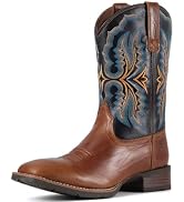 SUREWAY Caiman Cowboy Boots For Men - Mens Square Toe Western Boot, Oil/Slip Resistant,Durable Fa...