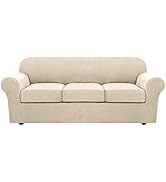 H.VERSAILTEX Sofa Cover 4 Piece T Cushion Sofa Slipcovers Thick Velvet Couch Cover Furniture Prot...