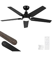 putroad 52 Inch Ceiling Fans with Lights and Remote: White Ceiling Fan 5 Blade Modern Ceiling Fan...
