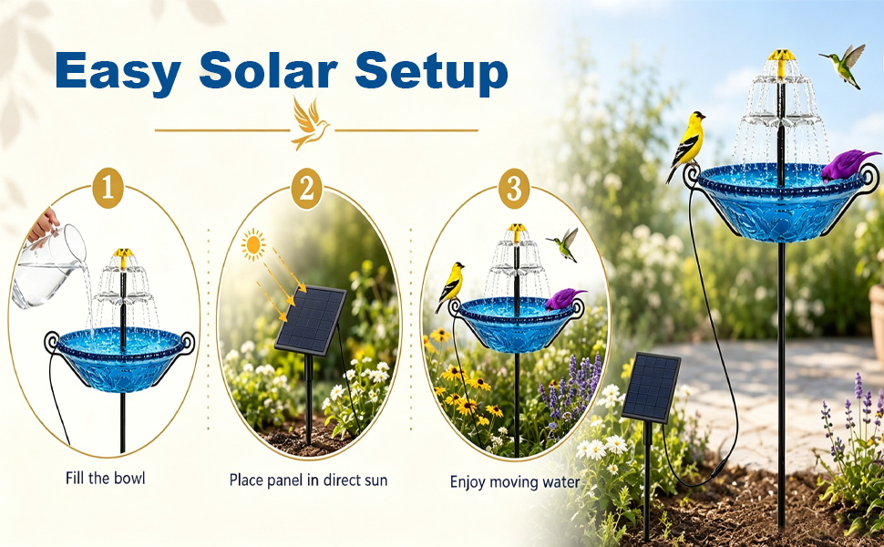 solar hanging bird bath fountain