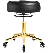 YEEZEE Saddle Stool Ergonomic- Comfortable Rolling Saddle Stool with Wide Thick Saddle Seat Paddi...