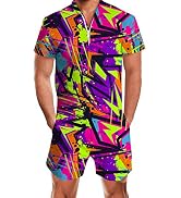 RAISEVERN Mens Romper Zipper Jumpsuit Male Shorts One Piece Romper Bro Short Sleeve Shirt Outfits