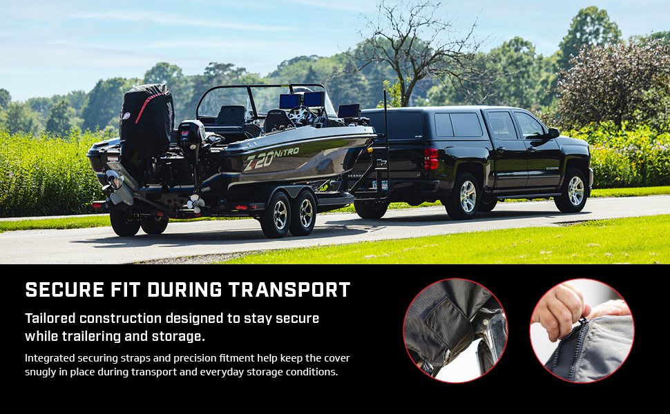 Cover with custom fit, marine-grade materials, and UV- and weather-resistant protectio